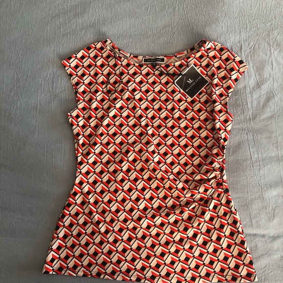 NWT Melanie Lyne Patterned Office Casual Red and Black Blouse - Picture 2 of 6